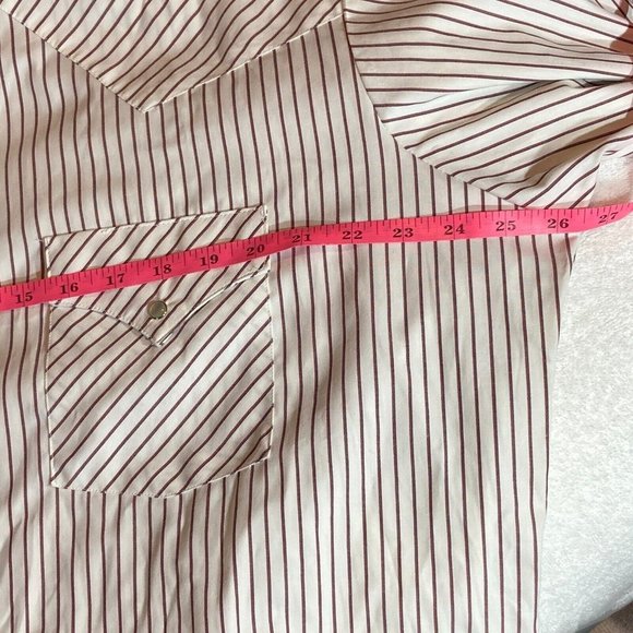 VTG WMG Western Striped Mens Button White Size XL Pearl Snap 2Pocket Long Sleeve - Picture 7 of 14